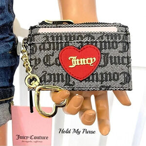 Juicy Couture Love Actually Mini Wallet Card & Coin Case Keychain Bag Charm NWT